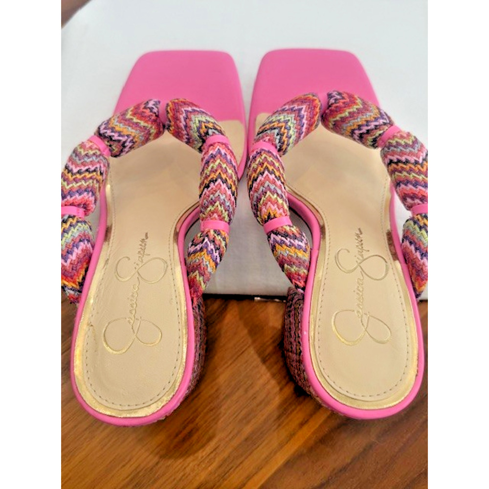 Jessica Simpson Womens Olimpio Block Heel Thong Sandal Blush Pink Multi SZ 7 - Picture 11 of 16